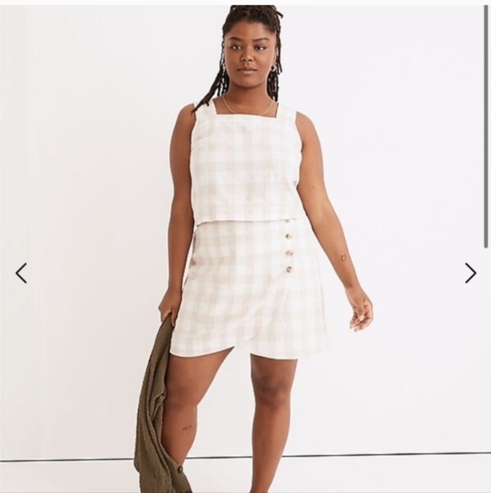 Madewell Linen-Blend Tulip-Hem Mini Skirt: Undyed Edition Size 8 NWT